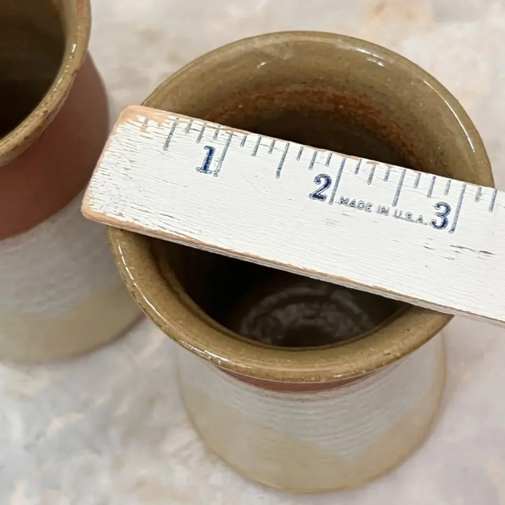 Studio Art Pottery Stoneware Tumbler Cups Artist Signed Pete Blahak 1982